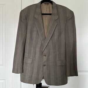 Christian Dior Monsieur (46R) Neutral Brown Tweed Single Breasted Blazer Wool